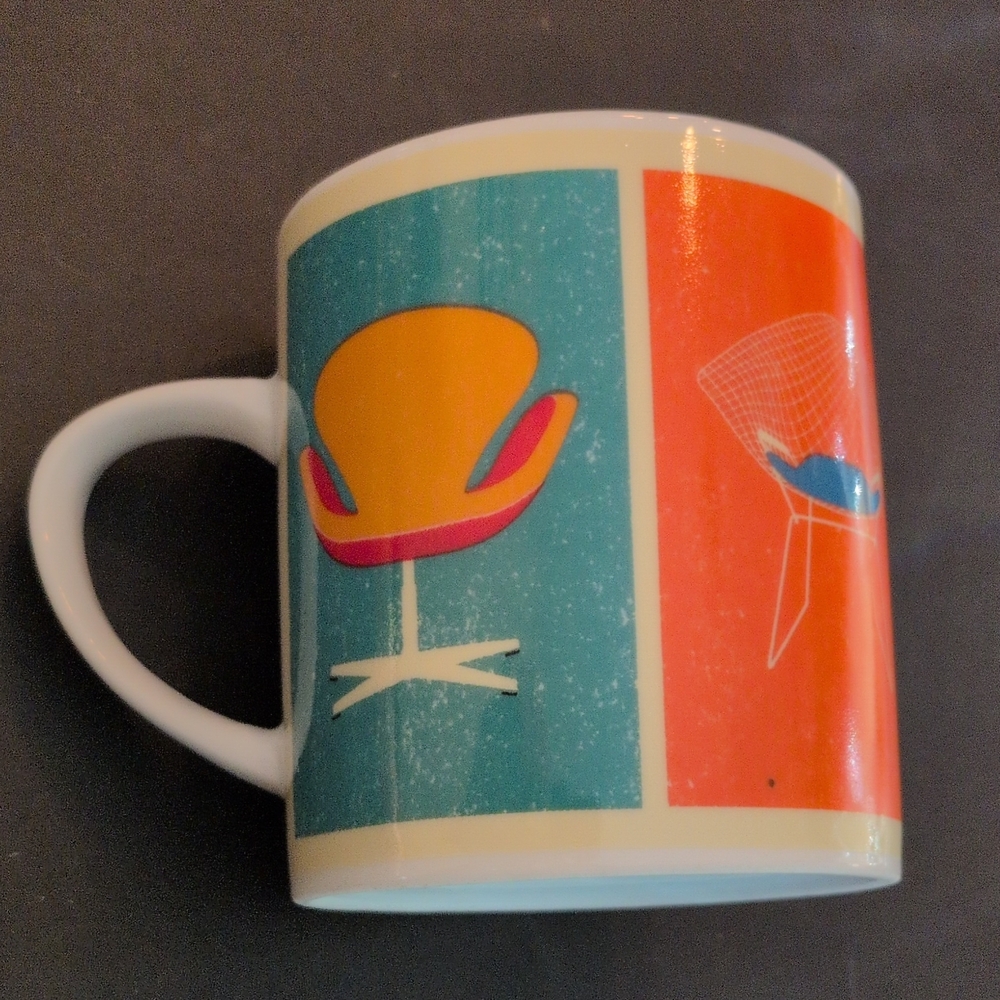 Colorful Retro Chair Ceramic Coffee Mug - Teal & Orange
